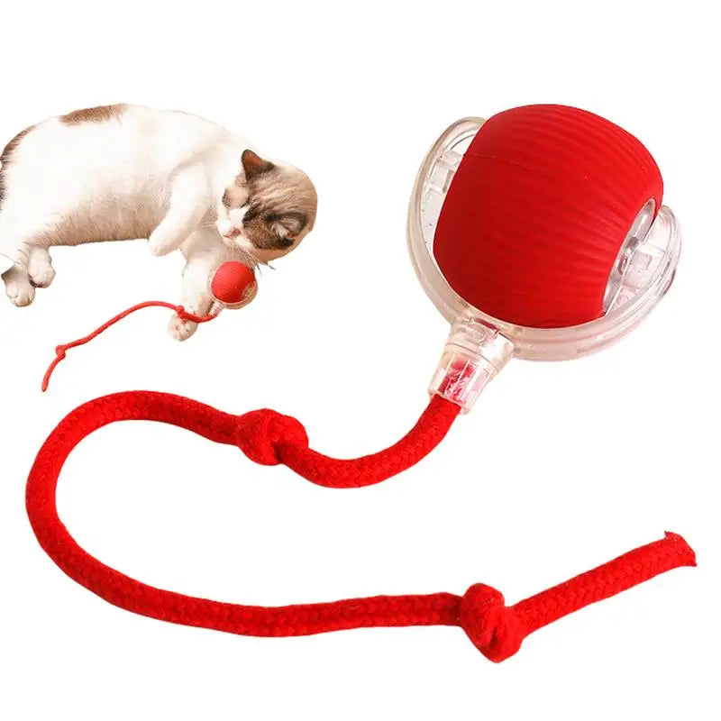 Cat Ball Toy Automatic Rolling Ball Interactive Toy Electric Cat Toy Faux Tail Motion Sensor Cat Toy Balls for Cat Interaction