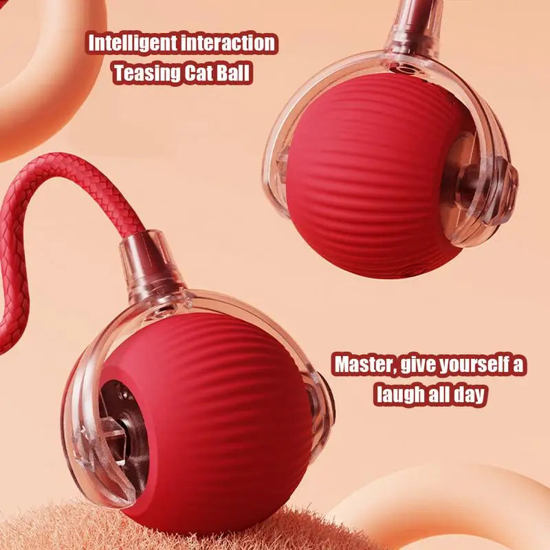 Cat Ball Toy Automatic Rolling Ball Interactive Toy Electric Cat Toy Faux Tail Motion Sensor Cat Toy Balls for Cat Interaction